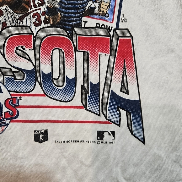 Vintage 1991 Minnesota Twins World Series Champs T-Shirt M Salem Sportswear USA - Picture 3 of 9
